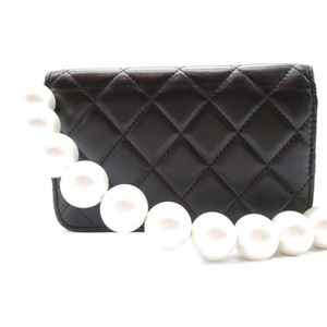 Chanel Lambskin Pearl Faux Black Bag Shoulder Wallet